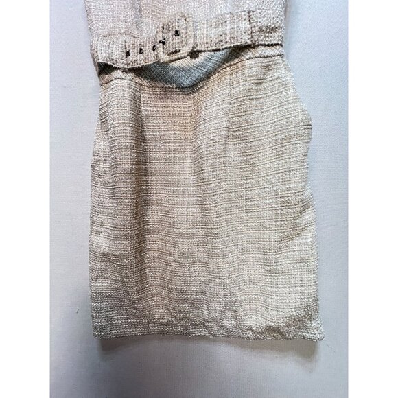 Banana Republic Women's Tweed Belted Sheath Dress Sleeveless Size 8 Light Beige - Picture 7 of 12